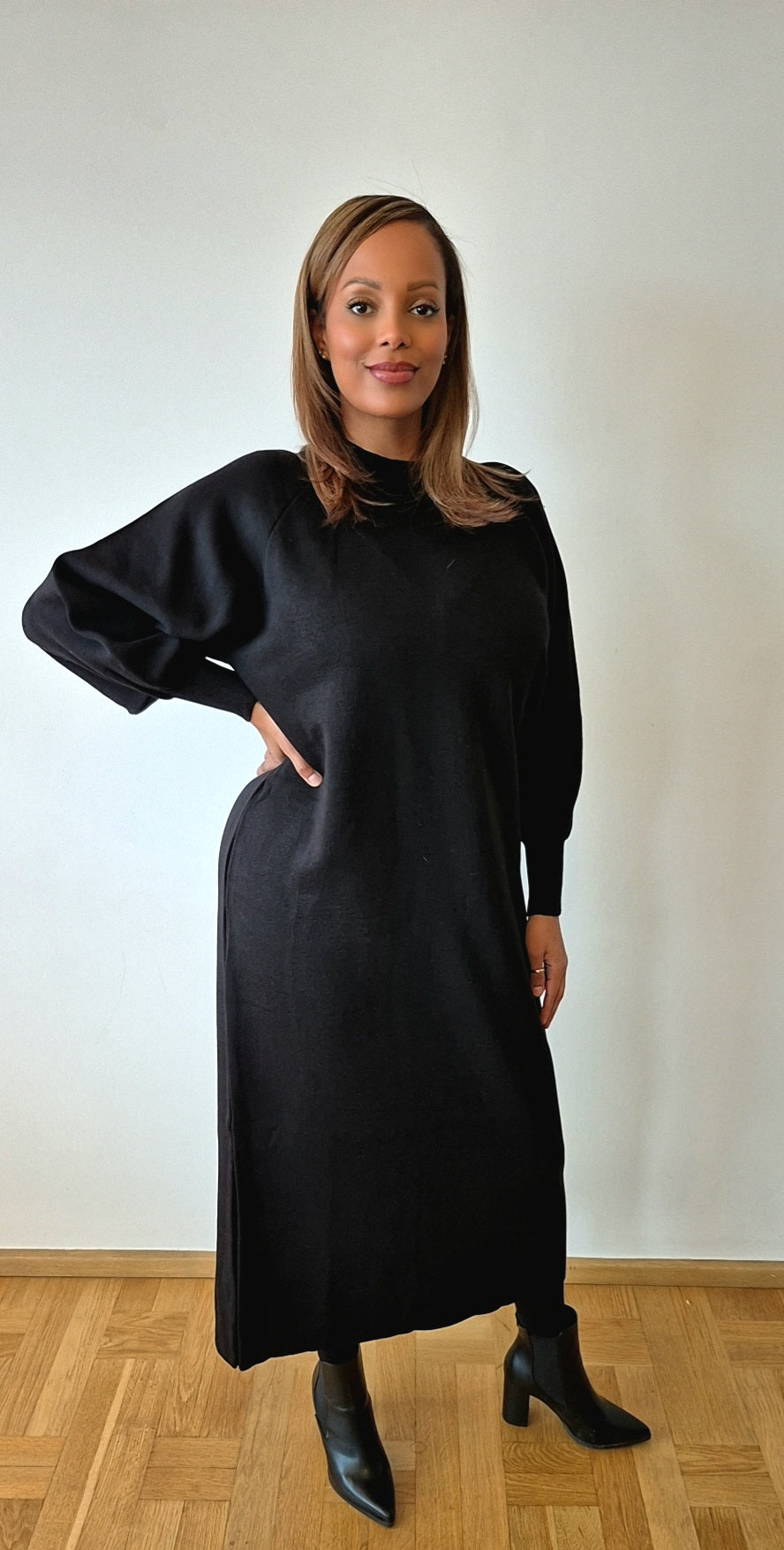 Black Modest Sweater Dress One Size Winter Dress | Bihi Boutique Bihi Boutique Black Modest Sweater Dress One Size Winter Dress | Bihi Boutique Bihi Boutique